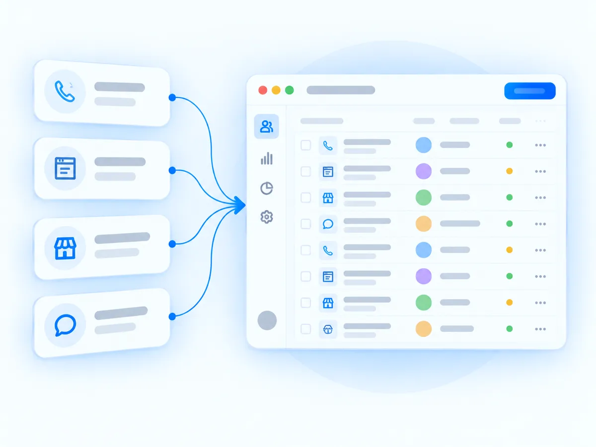 Enquiries from phone, website, walk-ins and chat flowing into one lead list
