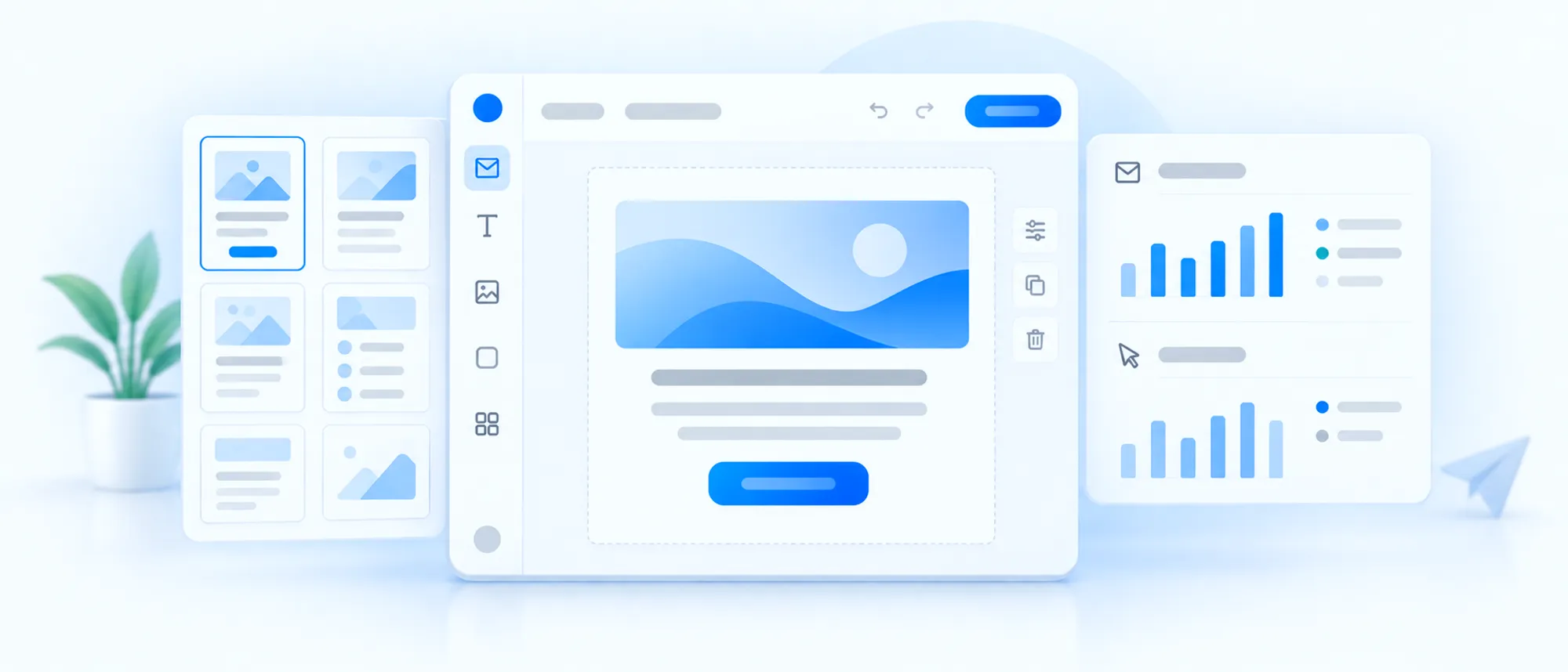 A design canvas with a brand board, layouts and a video timeline