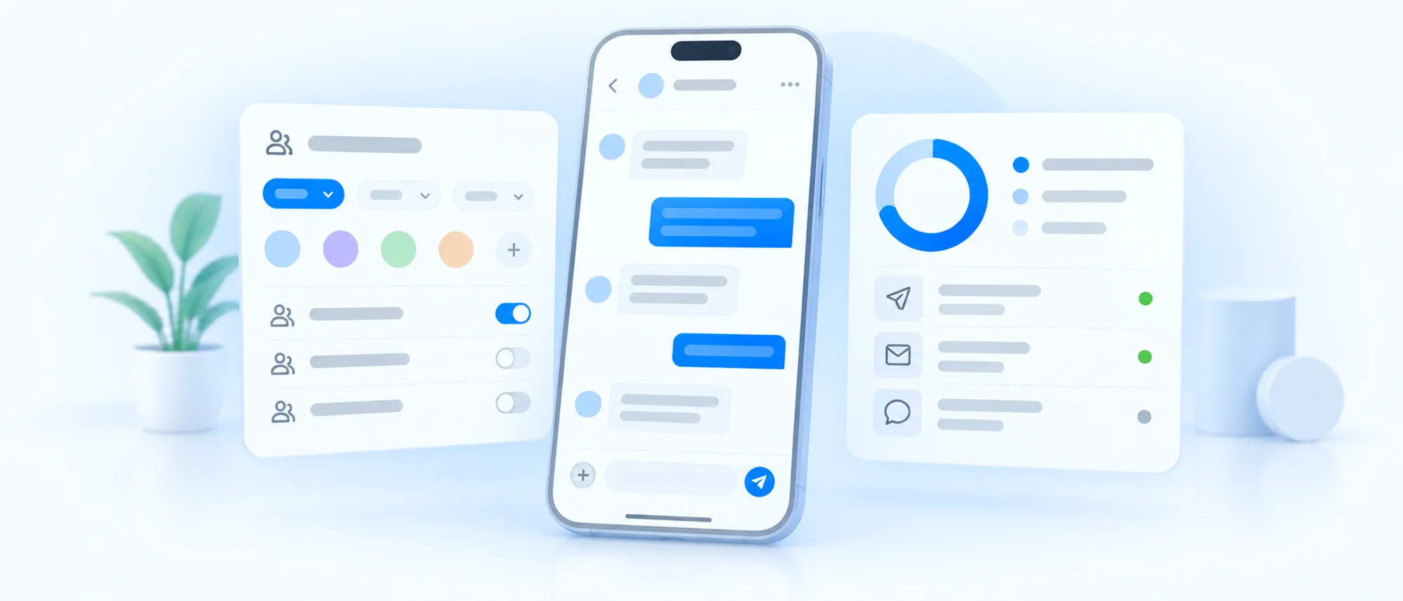 Three screens of a mobile app: home, product detail and checkout