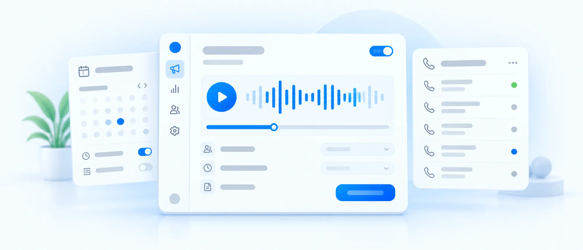 A recorded voice message and the list of calls it was sent to